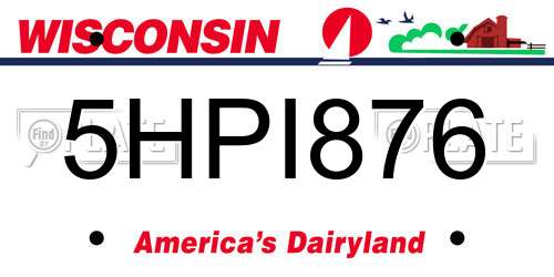 5HPI876 Wisconsin License Plate