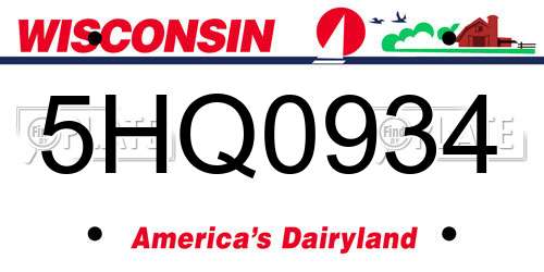 5HQ0934 Wisconsin License Plate