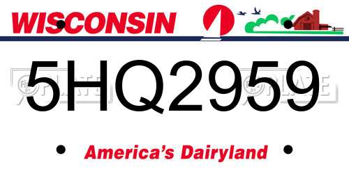 5HQ2959 Wisconsin License Plate