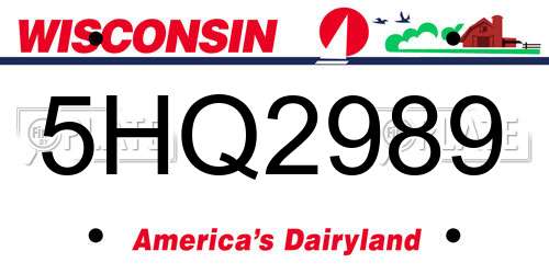 5HQ2989 Wisconsin License Plate
