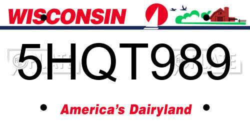 5HQT989 Wisconsin License Plate
