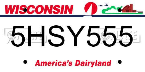 5HSY555 Wisconsin License Plate