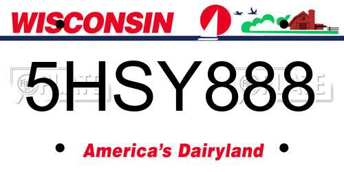 5HSY888 Wisconsin License Plate