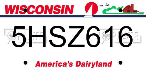 5HSZ616 Wisconsin License Plate