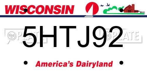 5HTJ92 Wisconsin License Plate