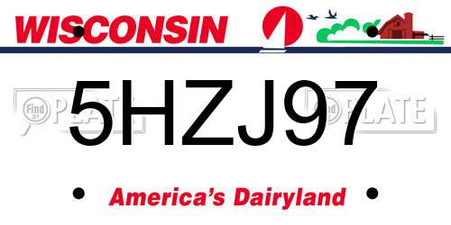 5HZJ97 Wisconsin License Plate
