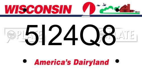 5I24Q8 Wisconsin License Plate