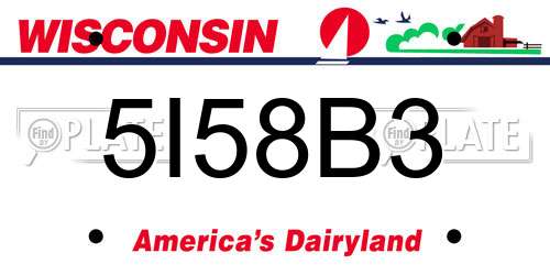 5I58B3 Wisconsin License Plate