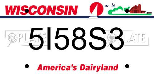 5I58S3 Wisconsin License Plate