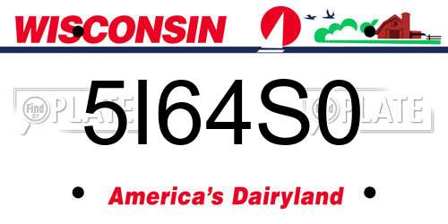 5I64S0 Wisconsin License Plate