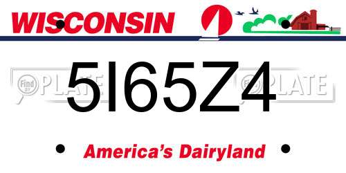 5I65Z4 Wisconsin License Plate