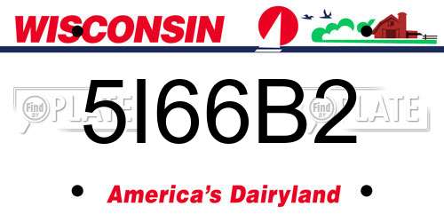 5I66B2 Wisconsin License Plate