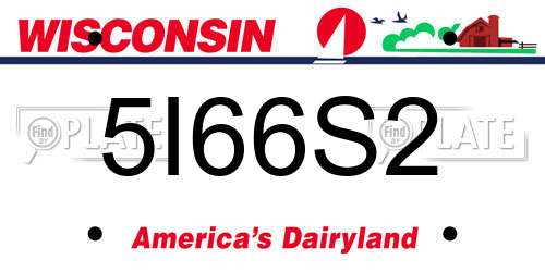 5I66S2 Wisconsin License Plate