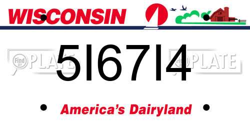 5I67I4 Wisconsin License Plate