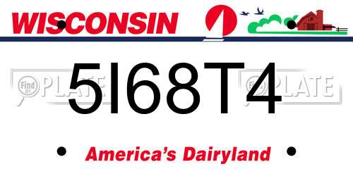5I68T4 Wisconsin License Plate