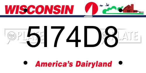 5I74D8 Wisconsin License Plate