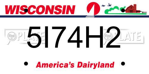 5I74H2 Wisconsin License Plate