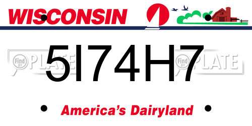 5I74H7 Wisconsin License Plate