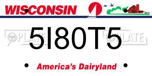 5I80T5 Wisconsin License Plate