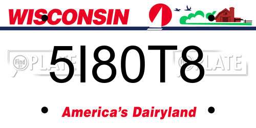 5I80T8 Wisconsin License Plate