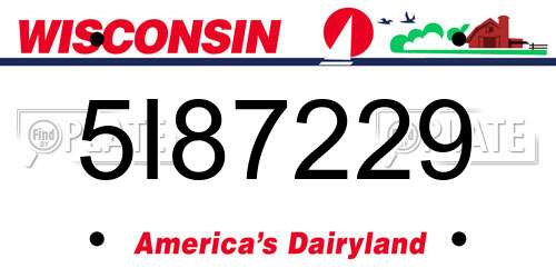 5I87229 Wisconsin License Plate