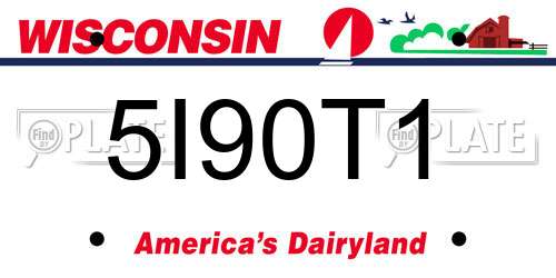 5I90T1 Wisconsin License Plate