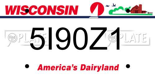 5I90Z1 Wisconsin License Plate