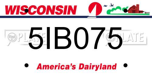 5IB075 Wisconsin License Plate