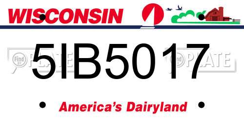 5IB5017 Wisconsin License Plate