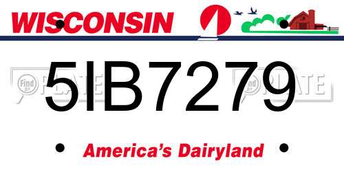 5IB7279 Wisconsin License Plate