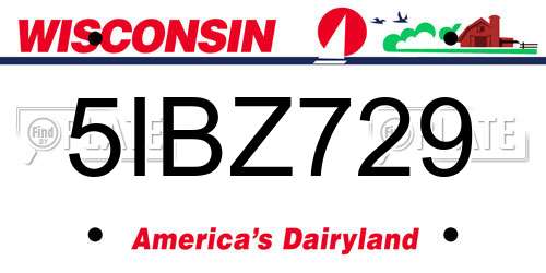 5IBZ729 Wisconsin License Plate