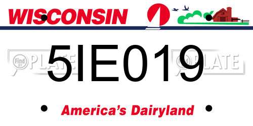 5IE019 Wisconsin License Plate