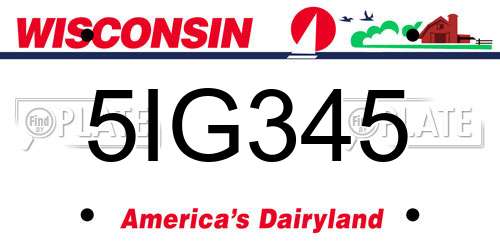 5IG345 Wisconsin License Plate
