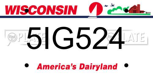 5IG524 Wisconsin License Plate