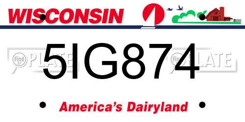 5IG874 Wisconsin License Plate