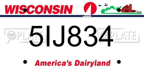 5IJ834 Wisconsin License Plate