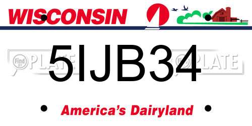 5IJB34 Wisconsin License Plate