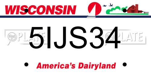 5IJS34 Wisconsin License Plate