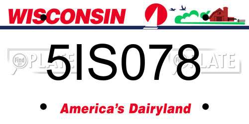 5IS078 Wisconsin License Plate