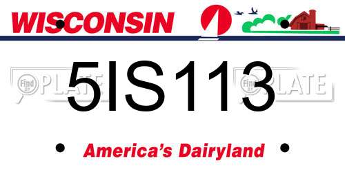 5IS113 Wisconsin License Plate