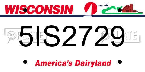 5IS2729 Wisconsin License Plate
