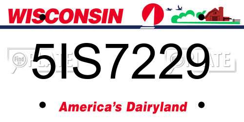 5IS7229 Wisconsin License Plate