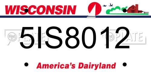 5IS8012 Wisconsin License Plate
