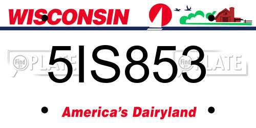5IS853 Wisconsin License Plate