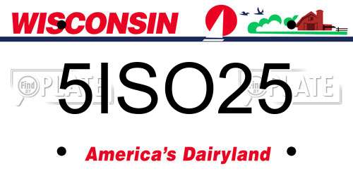 5ISO25 Wisconsin License Plate