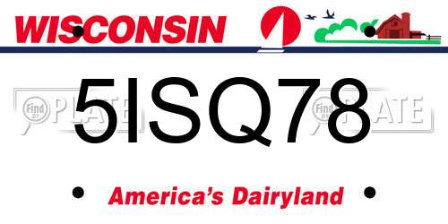5ISQ78 Wisconsin License Plate