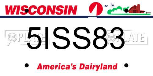5ISS83 Wisconsin License Plate