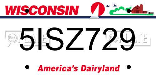 5ISZ729 Wisconsin License Plate