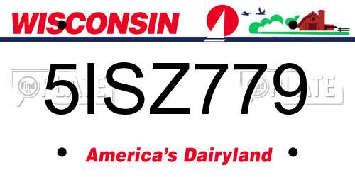 5ISZ779 Wisconsin License Plate