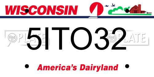5ITO32 Wisconsin License Plate